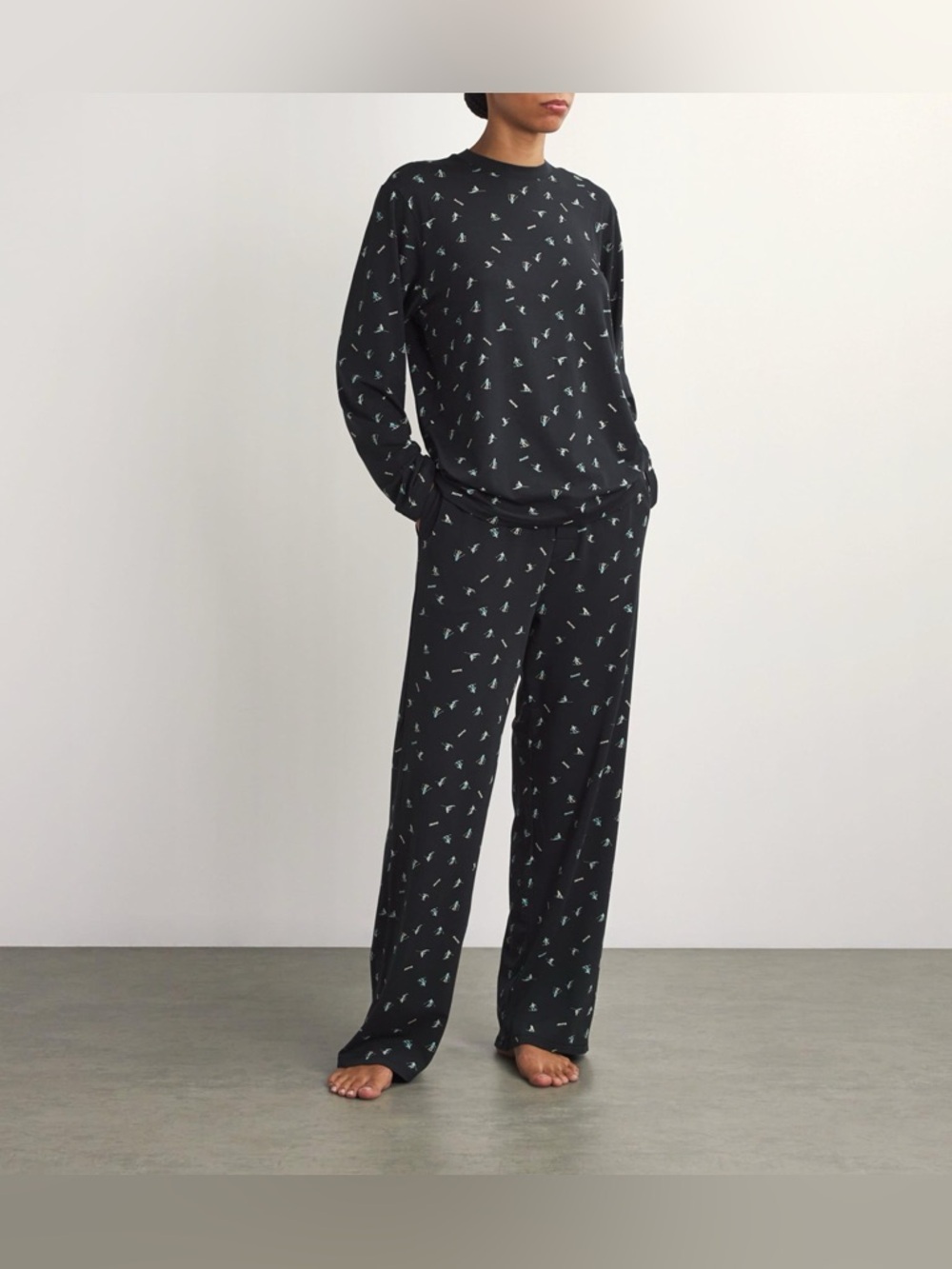 SKIMS Ski print Pajama Set (long sleeve top and bottoms both size XS)